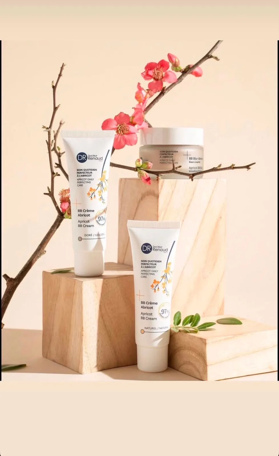 Docteur Renaud products with blossoms